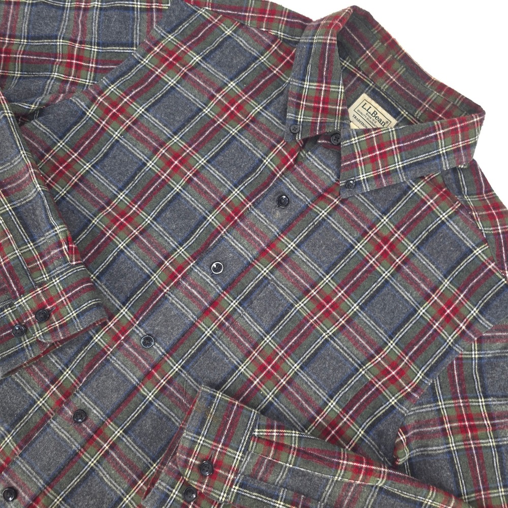 LL Bean Flannel Shacket Mens Medium Reg Scotch Plaid Barn Shirt Chore Button Up
